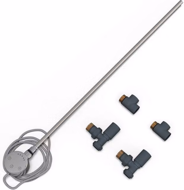UK Radiators Talus Dual Fuel Towel Rail Kit with Touch Thermostatic Display, Anthracite, Height: 63 cm