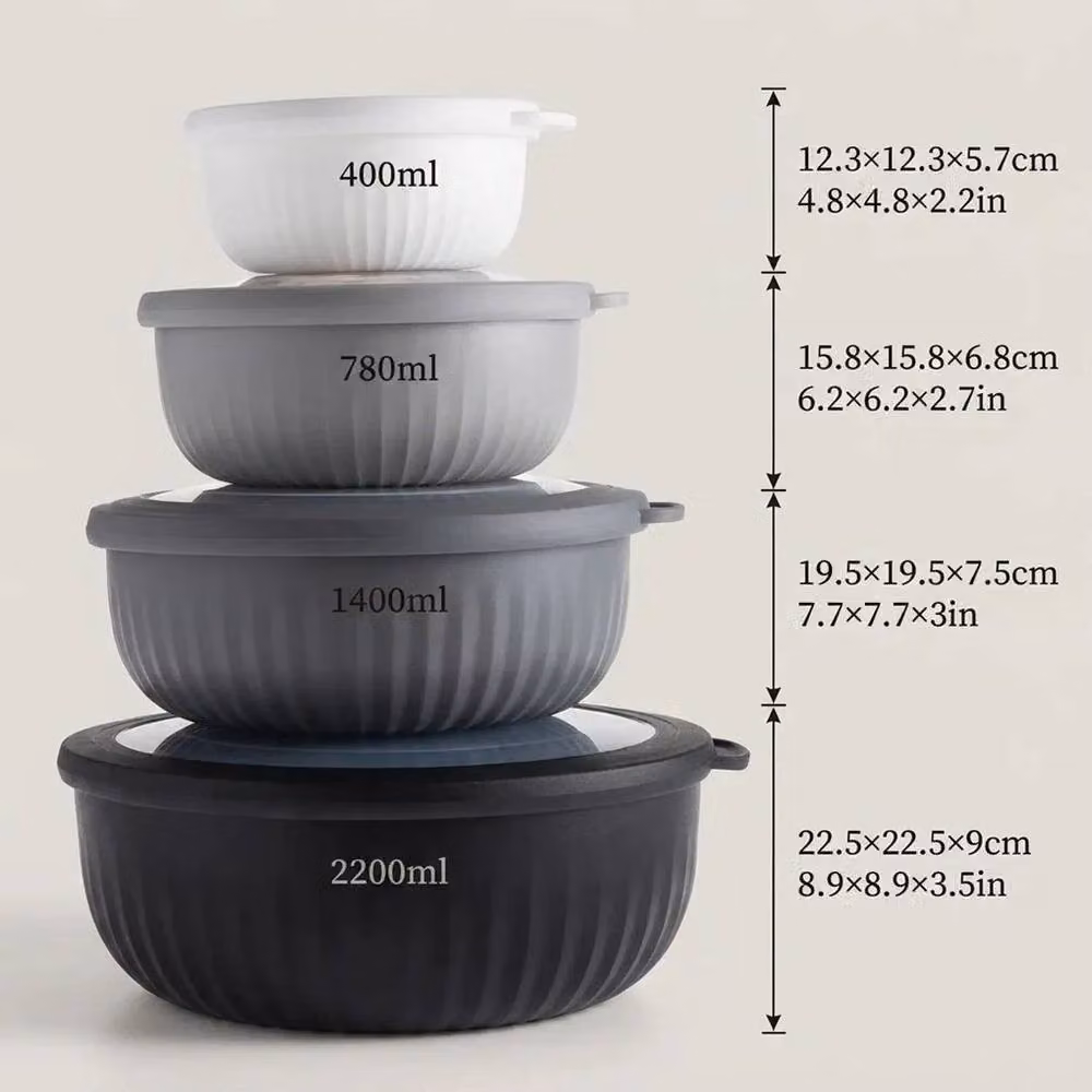 PAWNORA 4 Pack Leakproof Plastic Food Storage Bowls with Clip Lids, Black – 2