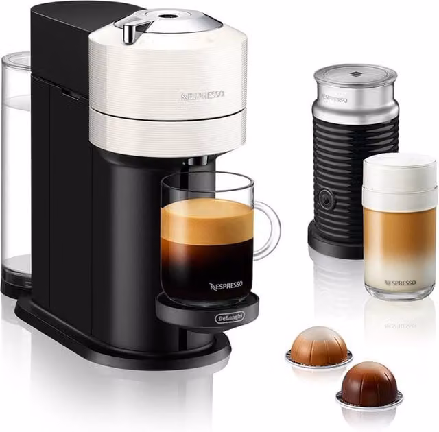 Nespresso Vertuo Next Coffee Machine with Aeroccino Milk Frother, White