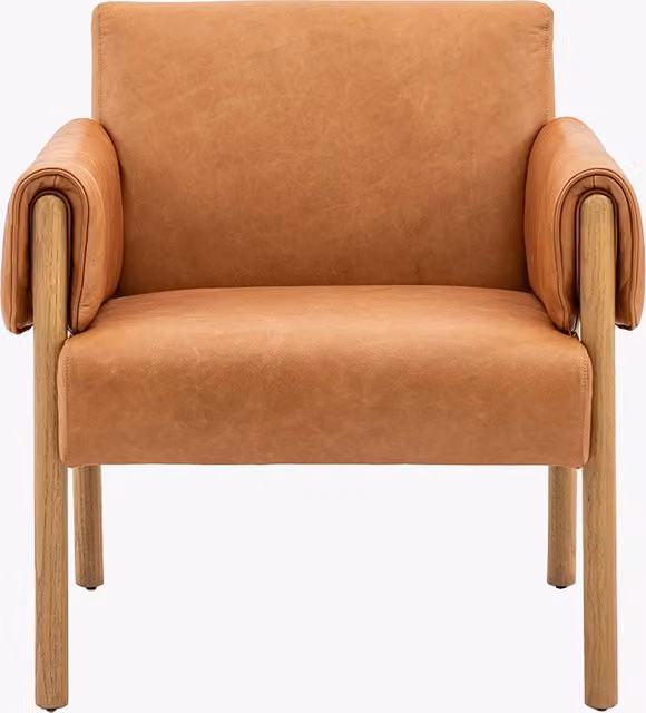 Perch & Parrow Recharger Modern Brown Leather Armchair with Armrests