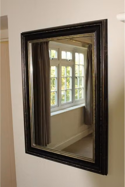 Benjamin Tate Design LTD Roma Modern Rectangular Wood Framed Wall Mounted Accent Mirror in Black, Width: 93 cm