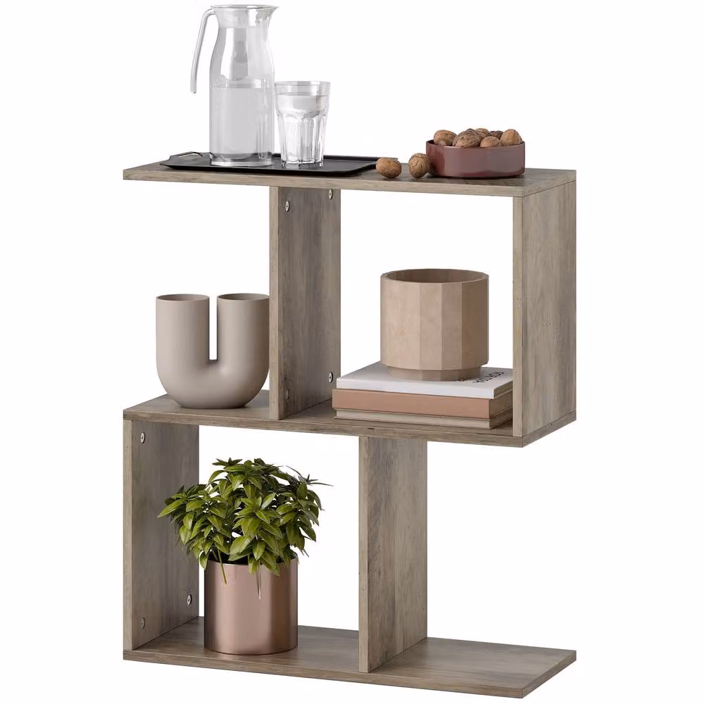 STILVORA Modern Grey Side Table with Shelves – 3
