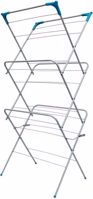 Crystals 3 Tier Folding Metal Clothes Airer in Silver for Indoor and Outdoor Laundry Use – 1