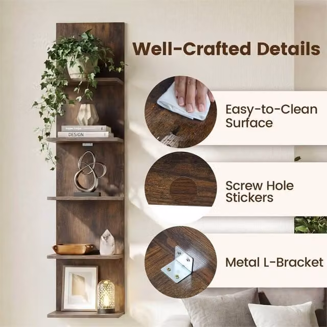 PAWNORA Brown Wooden and Metal Industrial Wall-Mounted Organizer, W: 100 cm, D: 15 cm, H: 15 cm – 1