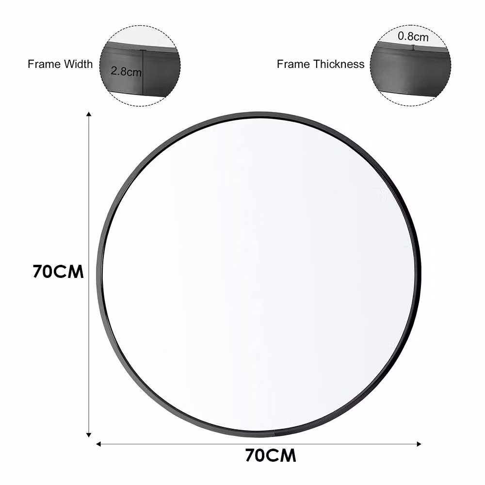 ExtraStar Round Black Metal Framed Wall Mirror – 3