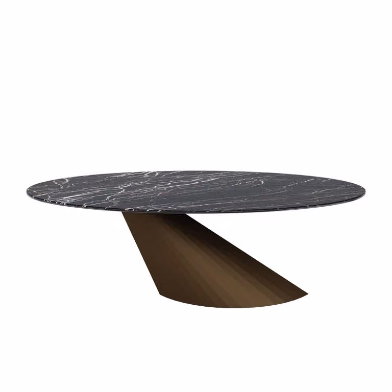Dome Deco ARLON Round Marble Dining Table in Black