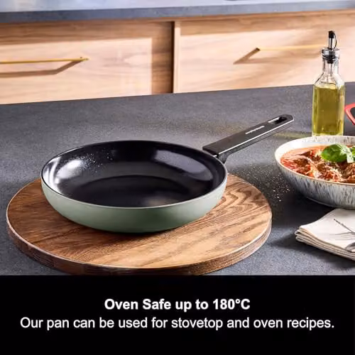 Morphy Richards Green Aluminium Frying Pan with Ceramic Coating, Diameter: 24 cm – 6