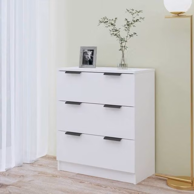 Berkfield Home White Modern Sideboard in Matt MDF, W/D/H: 60 x 30 x 70 cm