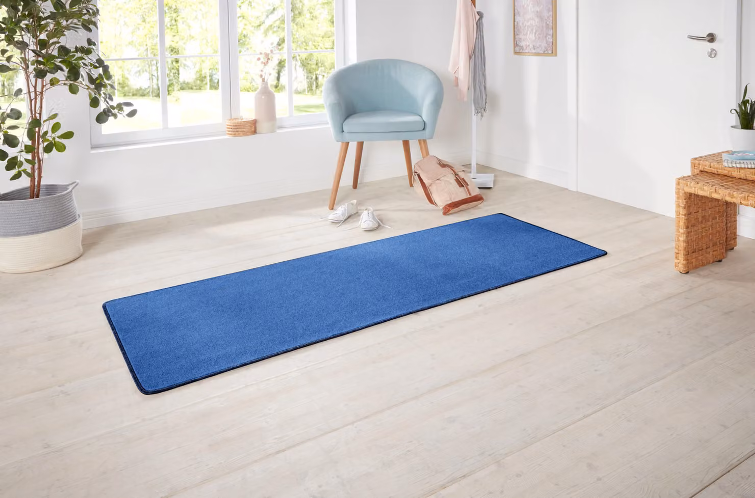 THE RUGS Plain Design Blue Polypropylene Rug, W/D/H: 80 x 300 cm – 2