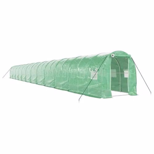 vidaXL Green Greenhouse with Steel Frame, 48m2, W/D/H: 24 x 2 x 2 m – 1