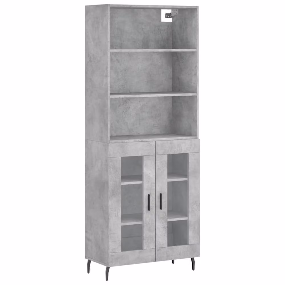 Berkfield Home Highboard in Concrete Grey, W/D/H: 69.5 x 34 x 180 cm – 3