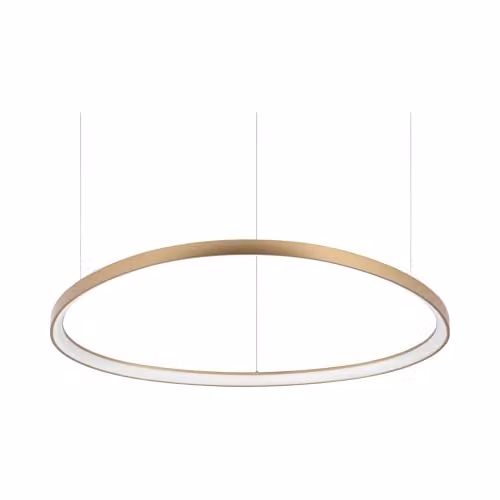 Ideal Lux Gemini 105cm Integrated LED Ring Pendant Ceiling Light in Brass with Warm White 3000K Light