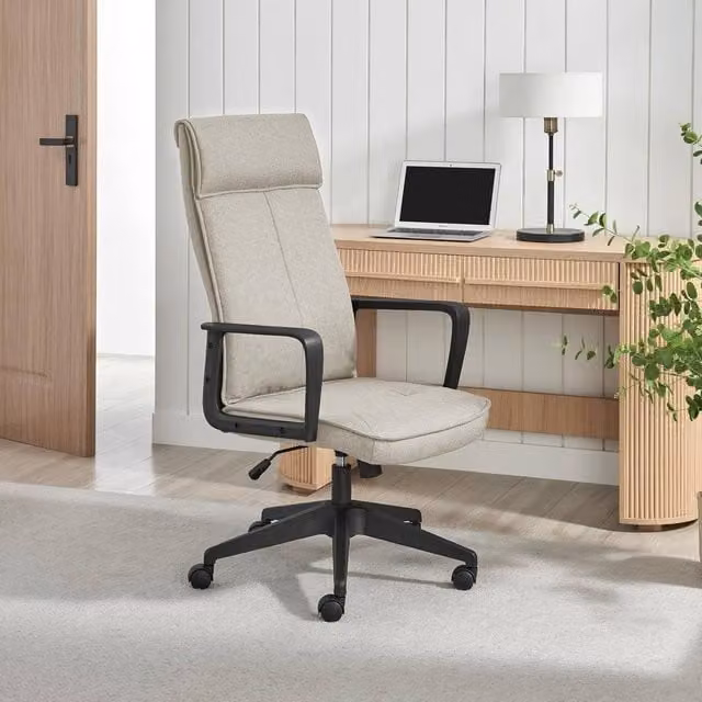FurnitureboxUK Vesper Modern Grey Fabric Swivel Task Chair for Home Office