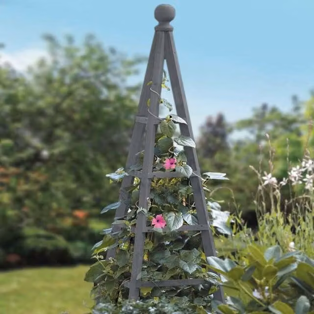 Garden Mile Slate Grey Wooden Garden Obelisk Support for Climbers