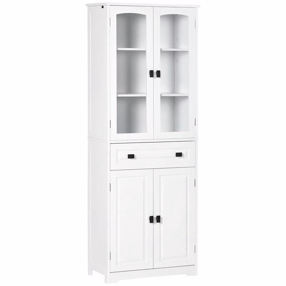 Wyld Haus Cotase Tall Kitchen Cupboard in White with Glass Doors, H 160 cm x W 30 cm x D 42 cm – 2