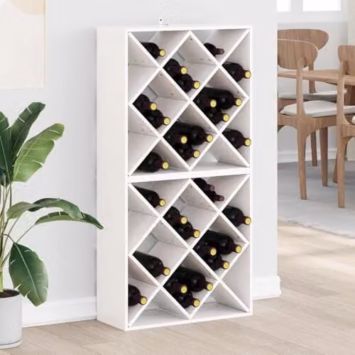 vidaXL Set of 2 Rustic White Solid Pine Wood Wine Racks, W/D/H: 62 x 25 x 62 cm – 2