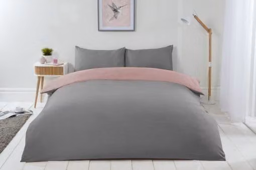 New Edge Blinds Reversible Pink Microfibre Duvet Cover, W: 180 cm, H: 200 cm