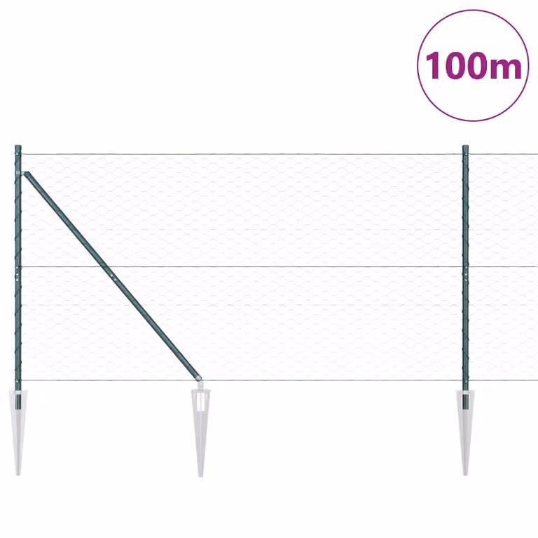 Berkfield Home Green Steel Hexagon Fence, 2 x 100 m