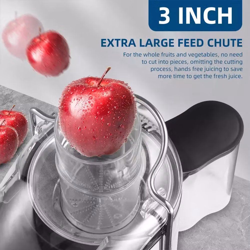 VOGREX Centrifugal Juicer Machine for Whole Fruit and Vegetables in Silver Stainless Steel – 4
