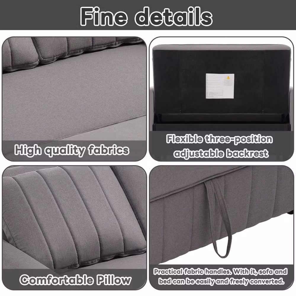 Merax 2-Seater Pull-Out Sofa Bed in Grey with Sleeping Function and Scatter Cushions – 4
