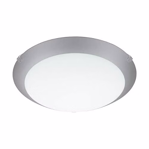 Loops Modern Wall and Ceiling Mounted Sconce in White and Silver with Glass, E27 Bulb Compatible up to 60W