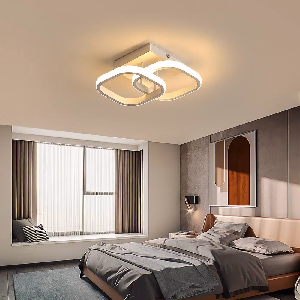 Goeco Modern Square LED Ceiling Light, 22 W, Warm White 3000 K, White – 2