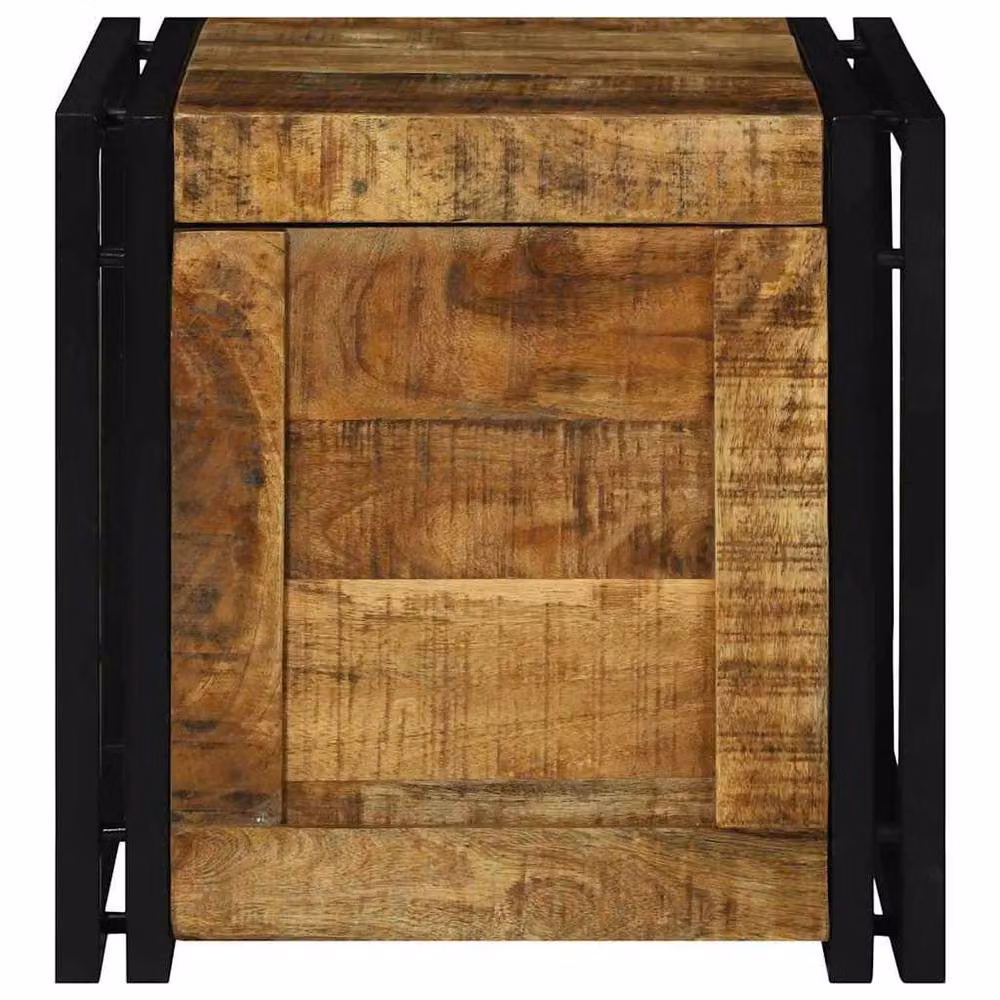 Berkfield Home Rustic Mango Wood Storage Box in Brown, W/D/H: 40 x 40 x 40 cm – 3
