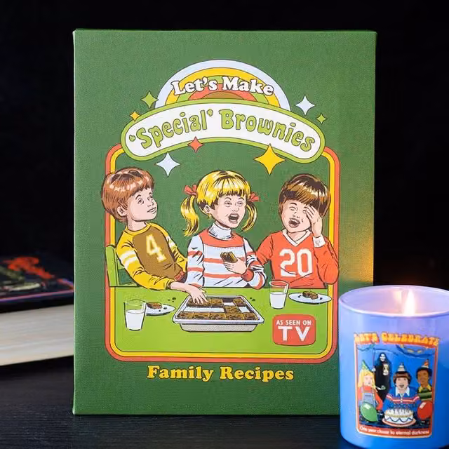 Uniqueful Steven Rhodes Let's Make Brownies Retro Canvas Plaque, Green, W: 19 cm, H: 25 cm