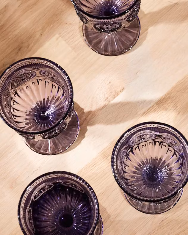 Dibor Set of 6 Purple Embossed Vintage Luxury Wine Goblets, 290ml per glass – 4