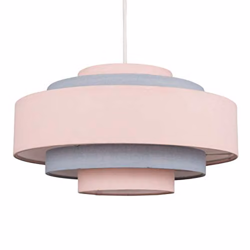 MiniSun Modern 5 Tier Fabric Ceiling Light Shade in Pink, Width: 35 cm – 1