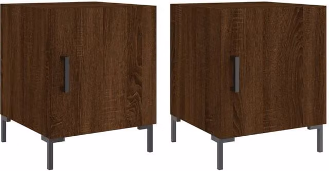 Berkfield Home Set of 2 Brown Oak Bedside Cabinets, W/D/H: 40 x 40 x 50 cm