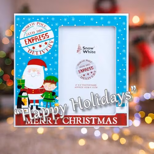 VFM e-Store Christmas Themed Rectangular Photo Frame, Multicolour, W/H: 10 x 15 cm – 4