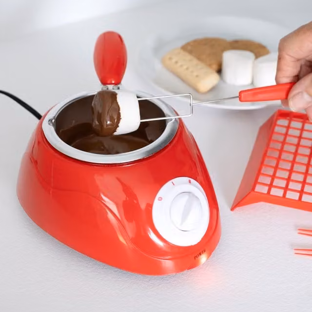 Menkind Treat Factory Red Electric Chocolate Fondue Set with Adjustable Thermostat and Accessories – 1