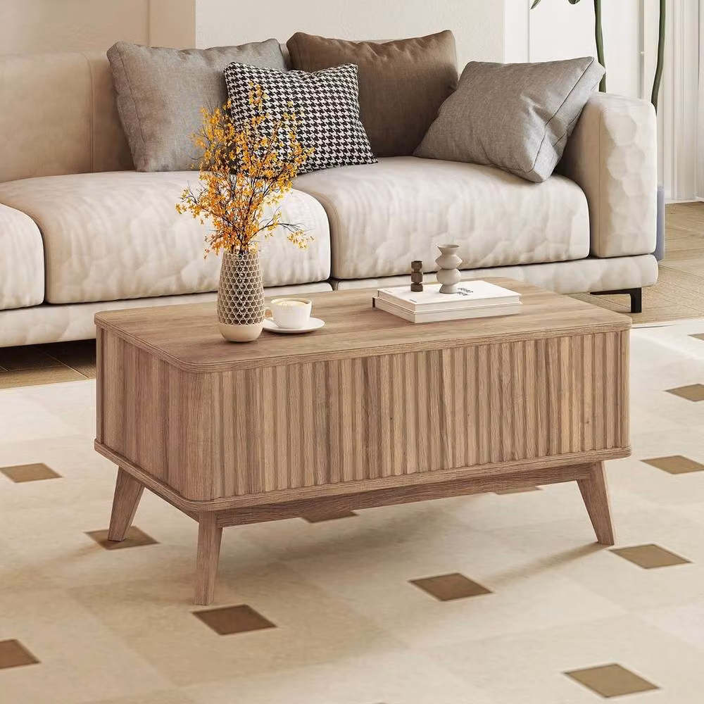 Kelvenix Brown Fluted Lift Top Coffee Table – 2