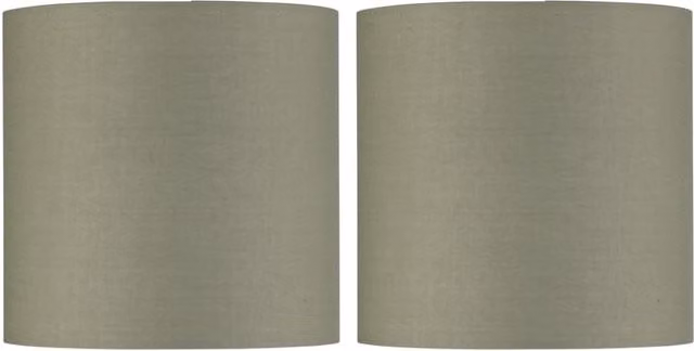 First Choice Lighting Set of 2 Green Textured Cotton Cylinder Table Lamp Shades, Diameter: 17 cm – 1