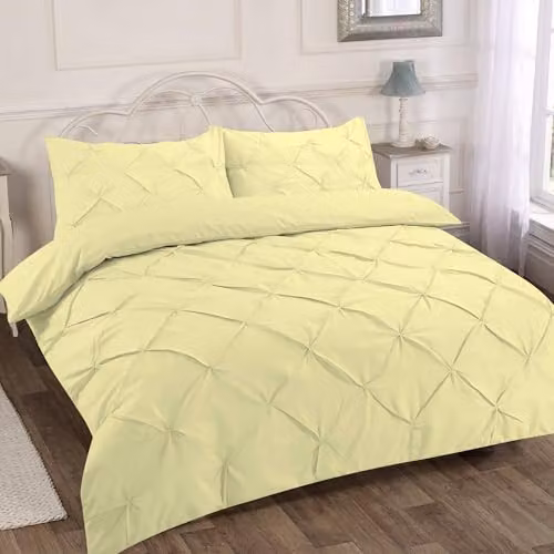 Home Sweet Home UK Pintuck Polycotton Duvet Cover and Pillowcase Set, Yellow, 220 x 220 cm – 3