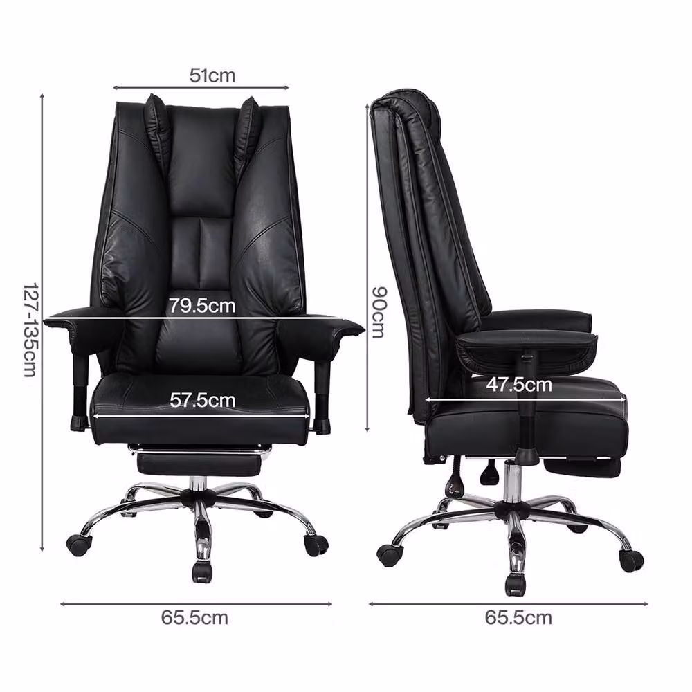 Levede Black PU Leather Executive High Back Office Chair with Headrest and Armrests – 4