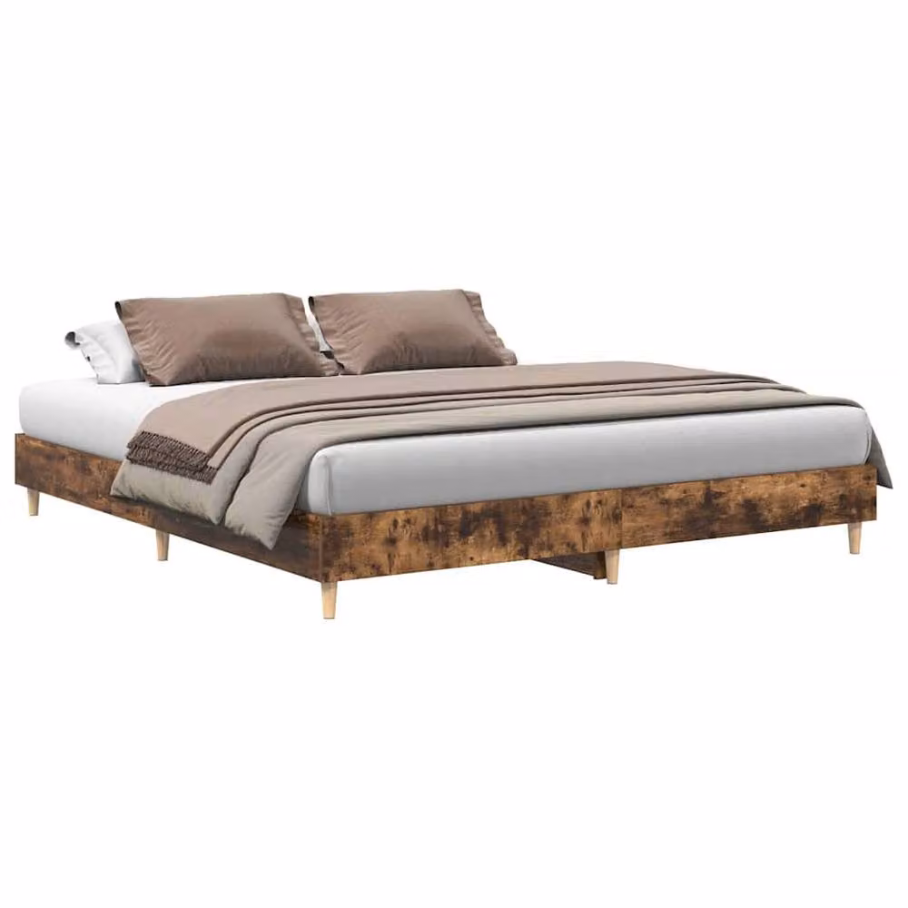 Berkfield Home Durable Bed Frame in Smoked Oak Brown, W/D/H: 200 x 25 x 203 cm – 2
