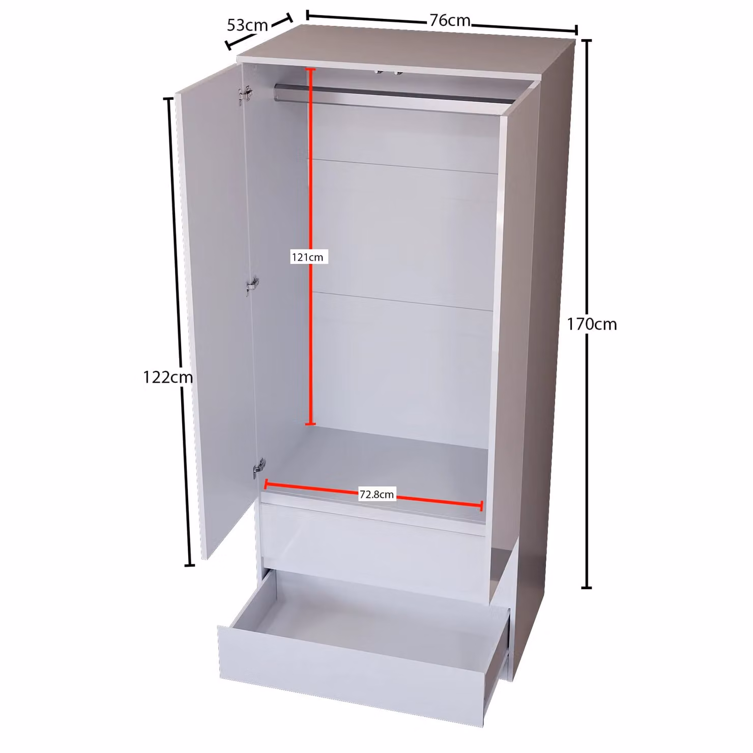 Vida Designs Glinton High Gloss 2 Door 2 Drawer Wardrobe in White – 2