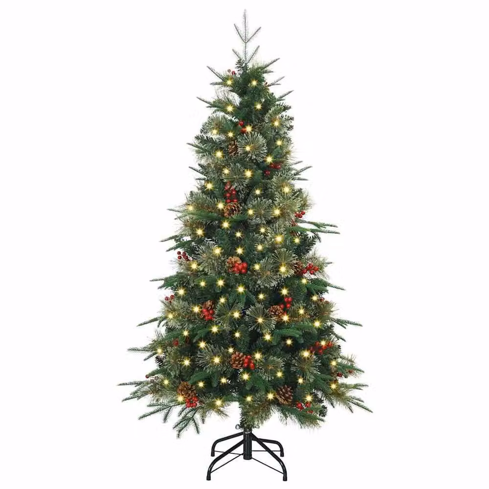 Berkfield Home Artificial Hinged Christmas Tree in Green, Height: 120 cm – 3