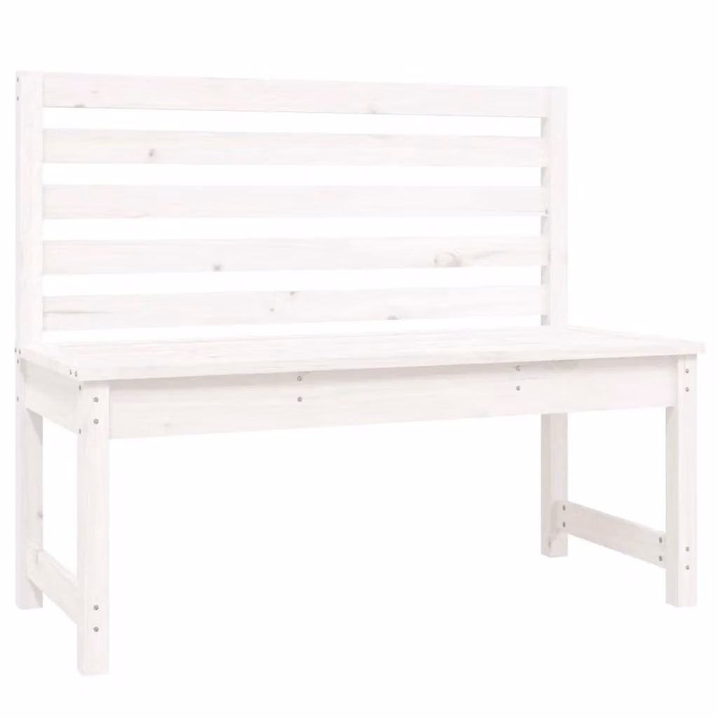 Berkfield Home Classic Garden Bench in White Solid Pine Wood, Width: 109 cm – 2