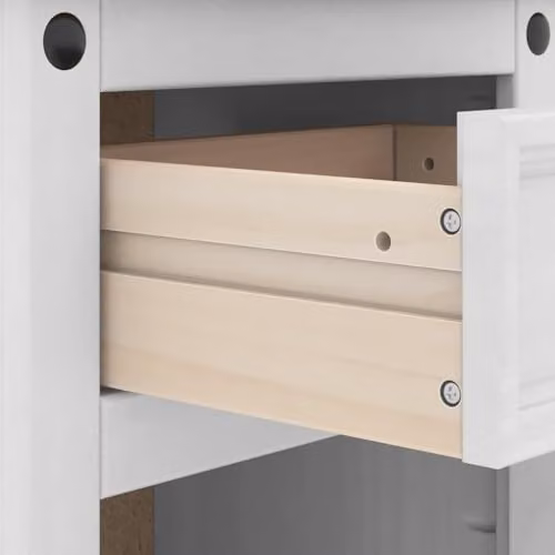 vidaXL Corona Bedside Table in White Solid Pine Wood, W: 45 cm, D: 35 cm, H: 64 cm – 3