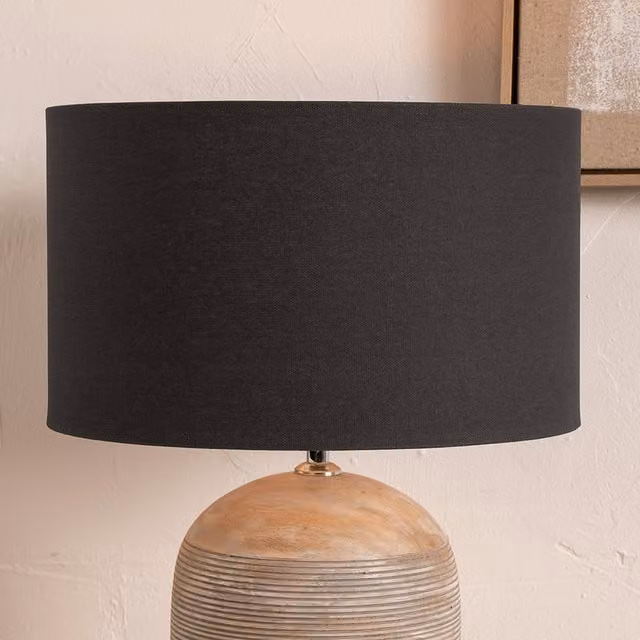 Pacific Lifestyle Modern Grey Fabric Cylinder Drum Lampshade, Diameter: 45 cm
