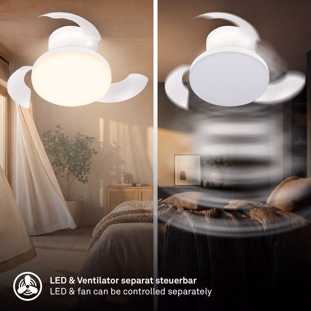 Briloner White LED Ceiling Fan with Light, Dimmable and Remote Controlled, Colour Changing CCT, Diameter: 132 cm – 7
