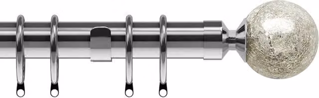 Terrys Empire 28mm Straight Curtain Pole in Silver Chrome Metal
