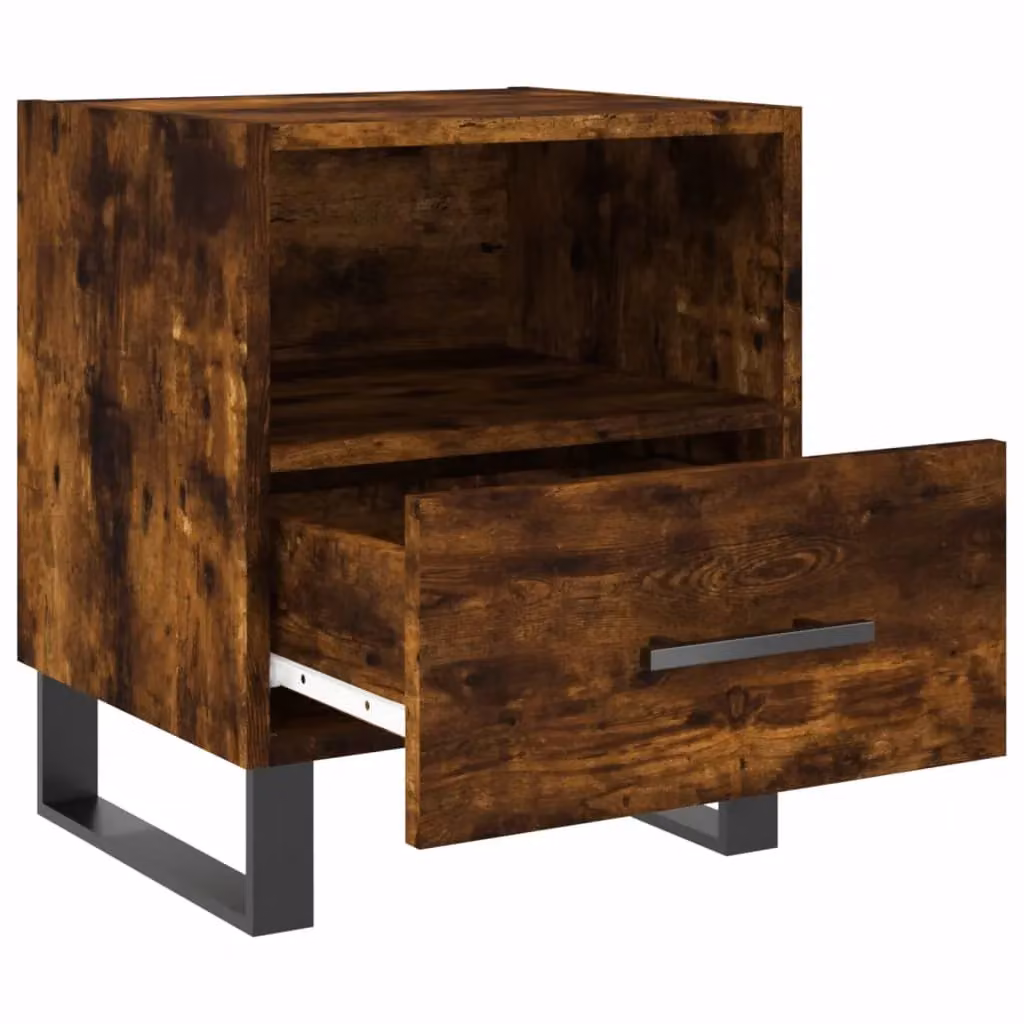 Berkfield Home Bedside Cabinet in Smoked Oak Brown, W: 40 cm, D: 35 cm, H: 47.5 cm – 3