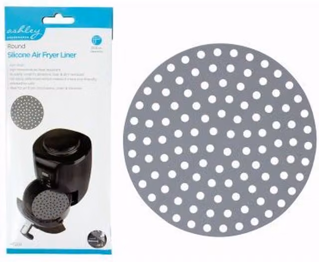 Ashley Round Reusable Silicone Air Fryer Liner, Grey, Diameter: 25 cm