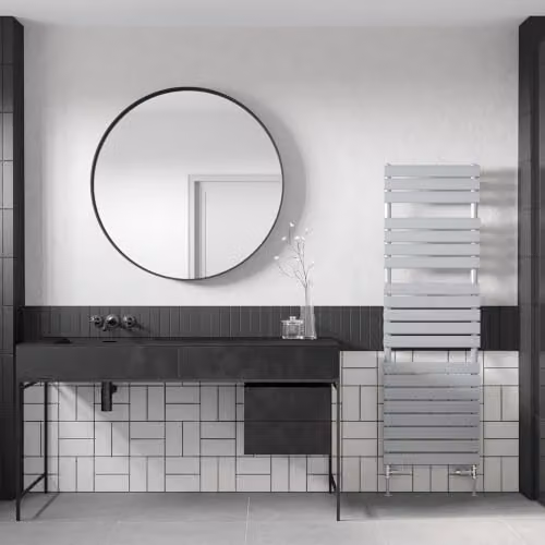 Typhoon Silver Flat Tube Designer Heated Towel Rail, H: 156.4 cm x W: 50 cm – 2