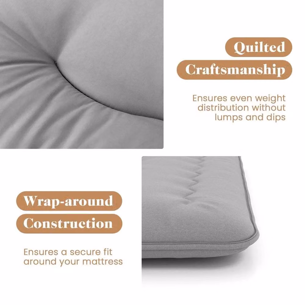 EONLION Grey King Size Floor Mattress Futon with Removable Polyester Cover, W/D/H: 200 x 150 x 10 cm – 3
