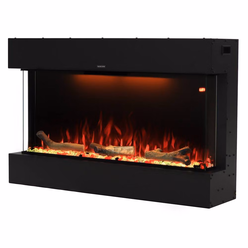 Omni-Burn 3-Side Electric Fireplace in Black, W/D/H: 106 x 25.34 x 68 cm – 2